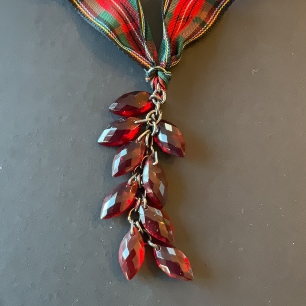 Ralph Lauren Tartan Plaid ribbon choker/necklace w/extender - Picture 6 of 6
